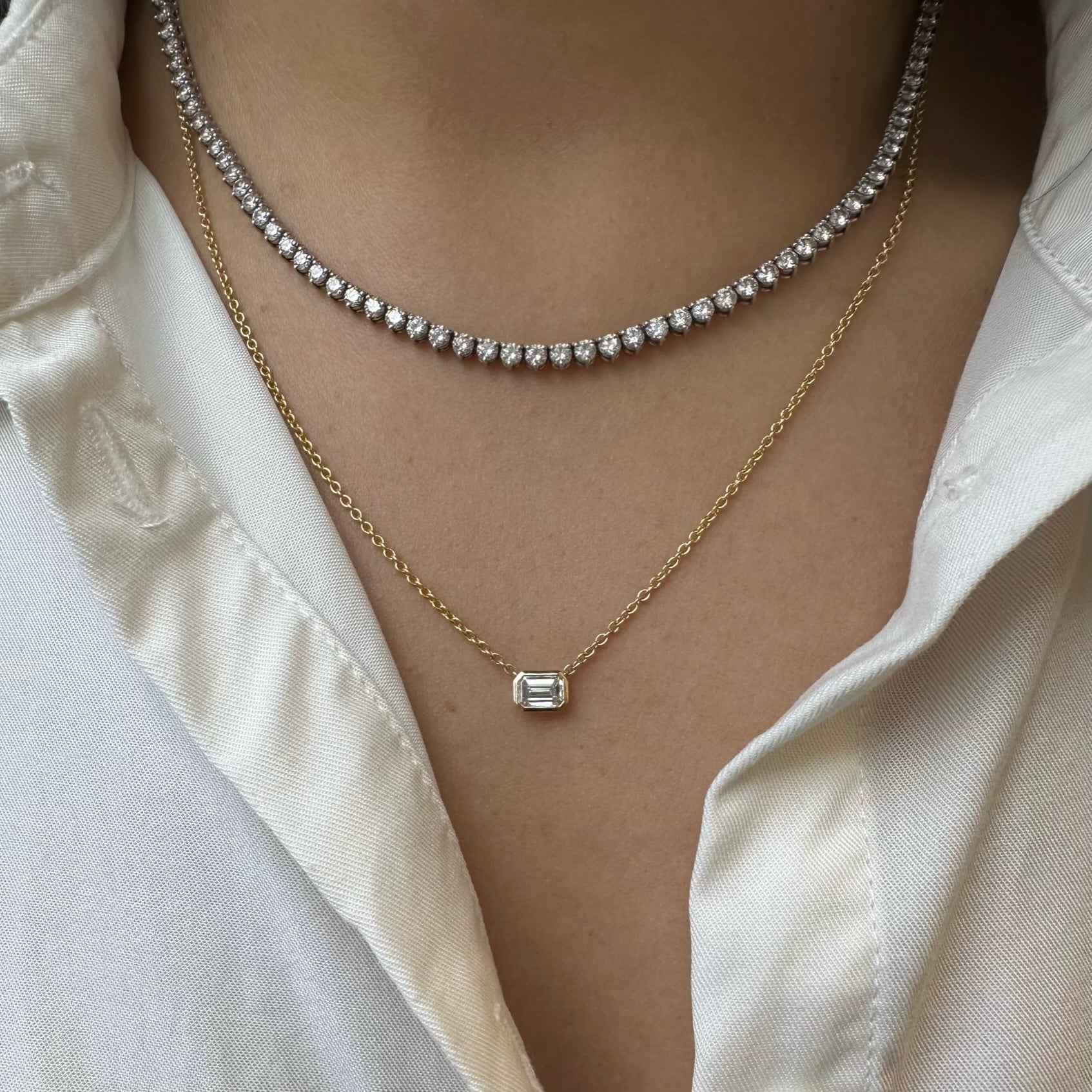 Emerald Bezel Necklace