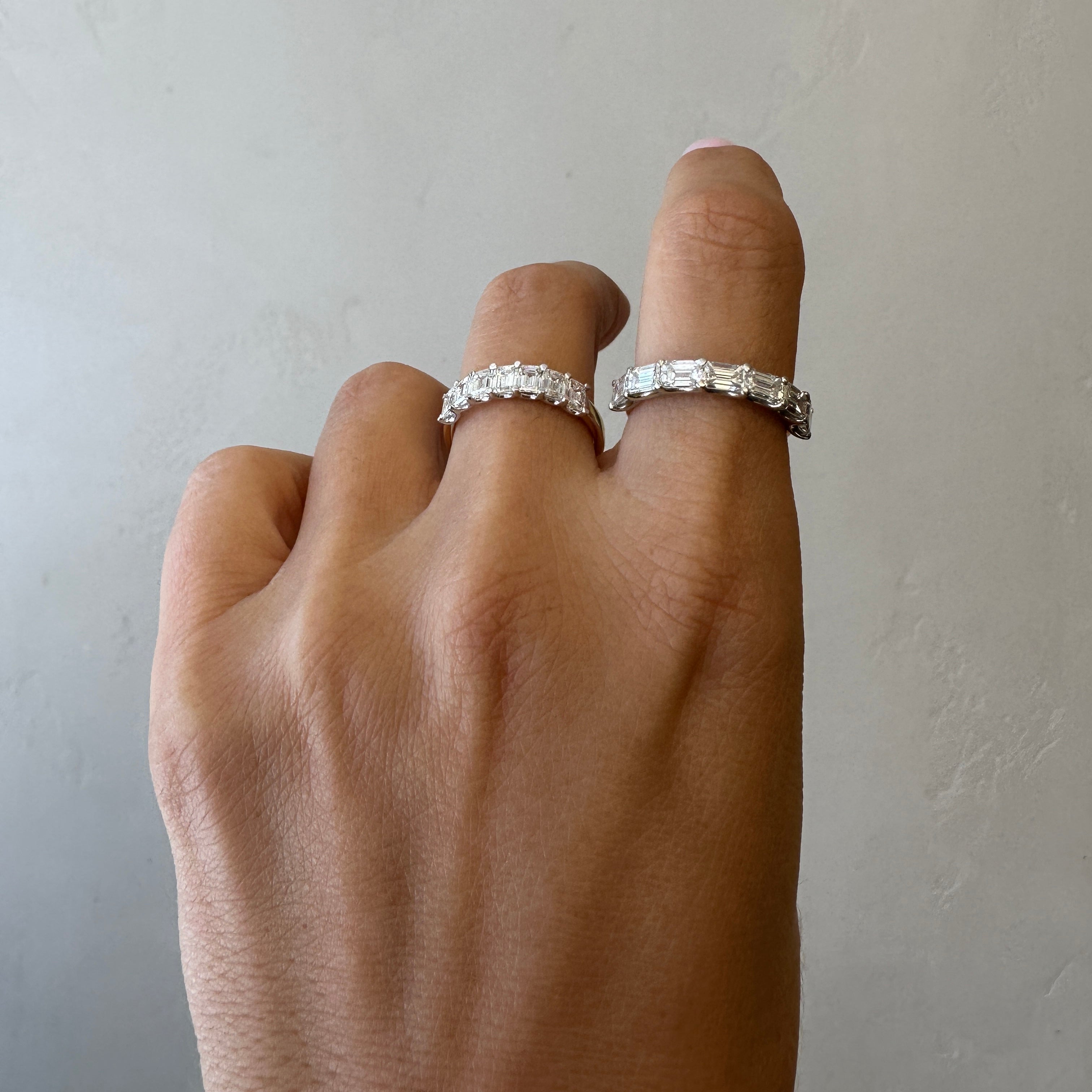 East-West Emerald Cut Band