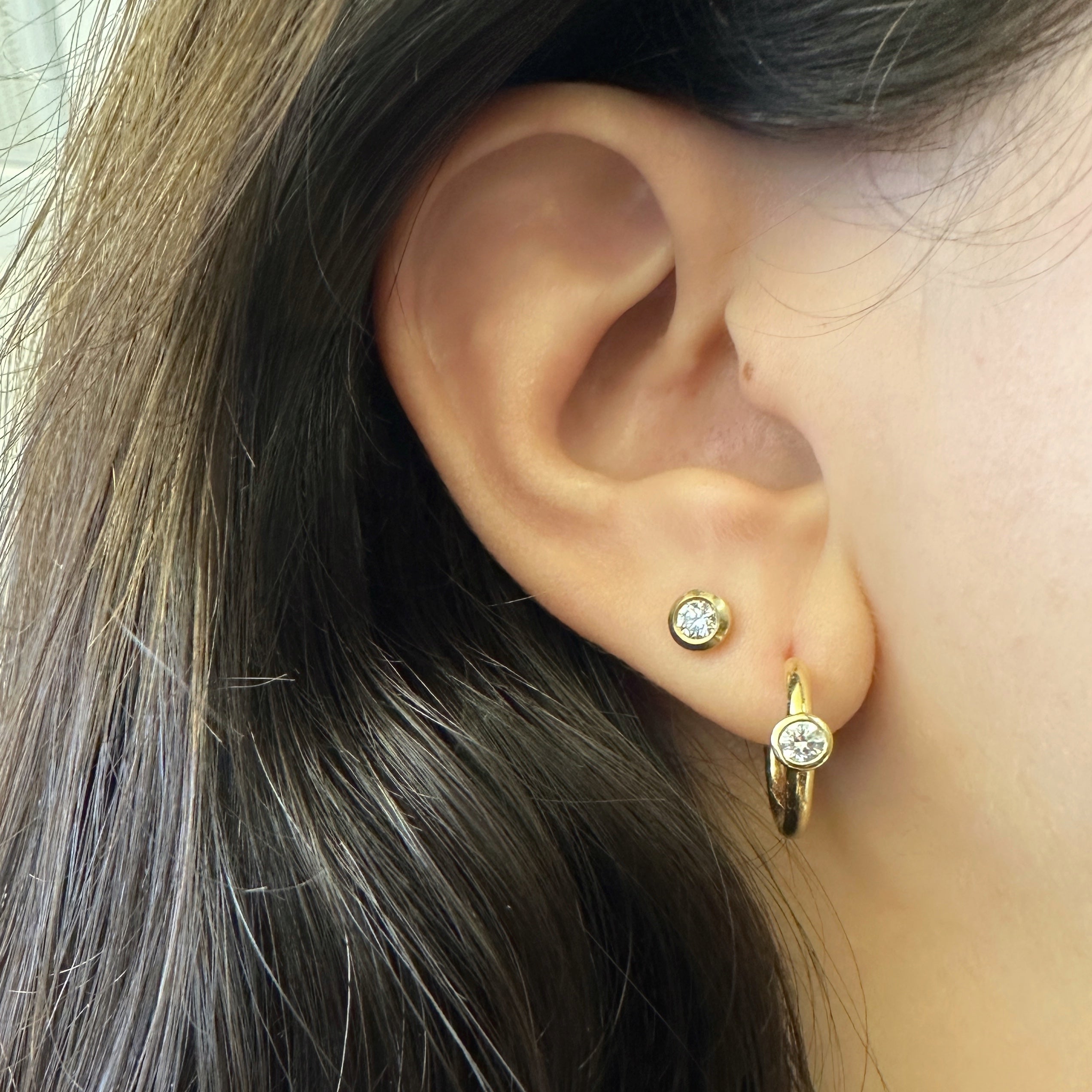 Round Bezel Studs | 0.15 CT