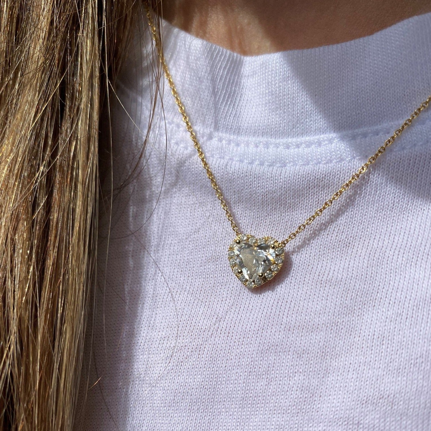 Heart Shape & Pave Necklace | 1 CT