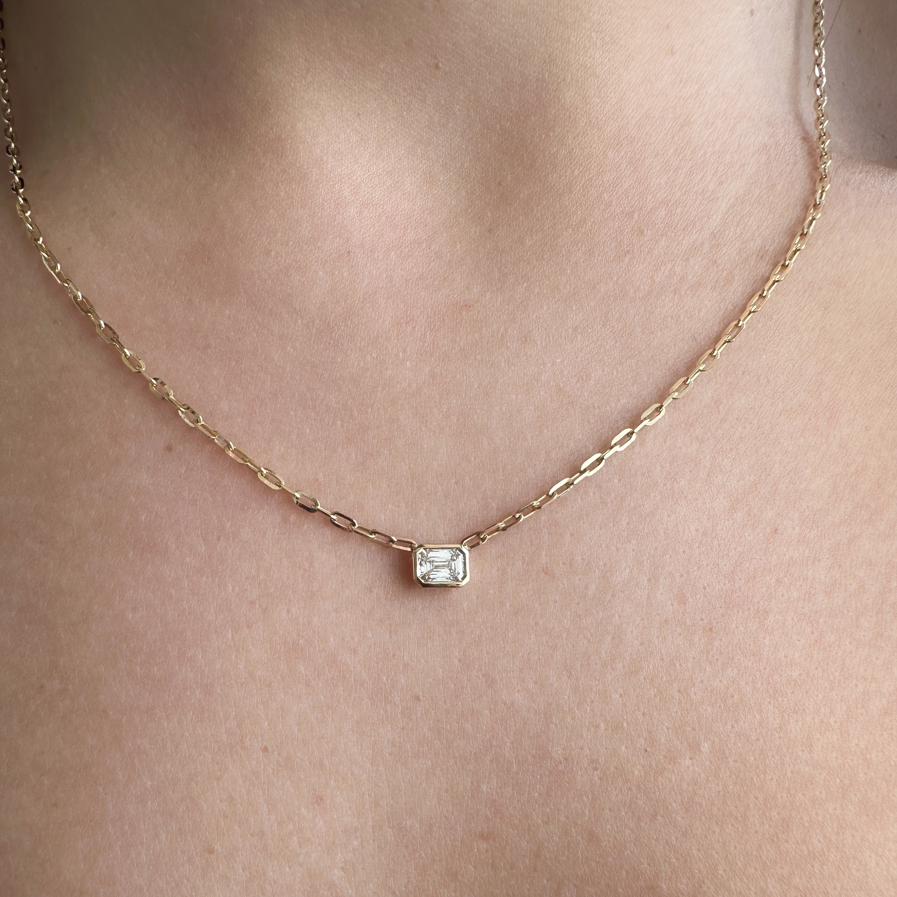 Emerald Bezel Necklace