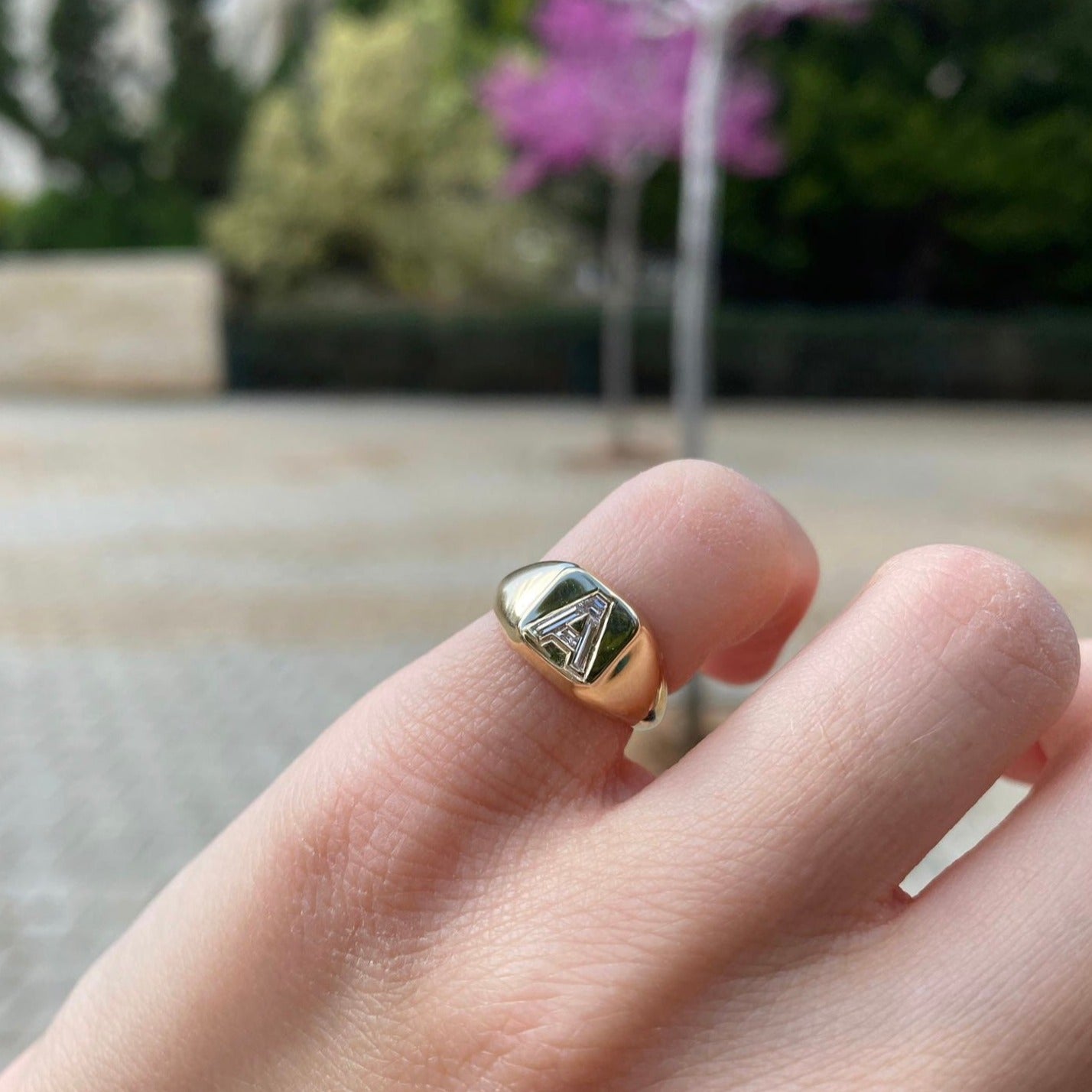 Pinky Letter Signet Ring