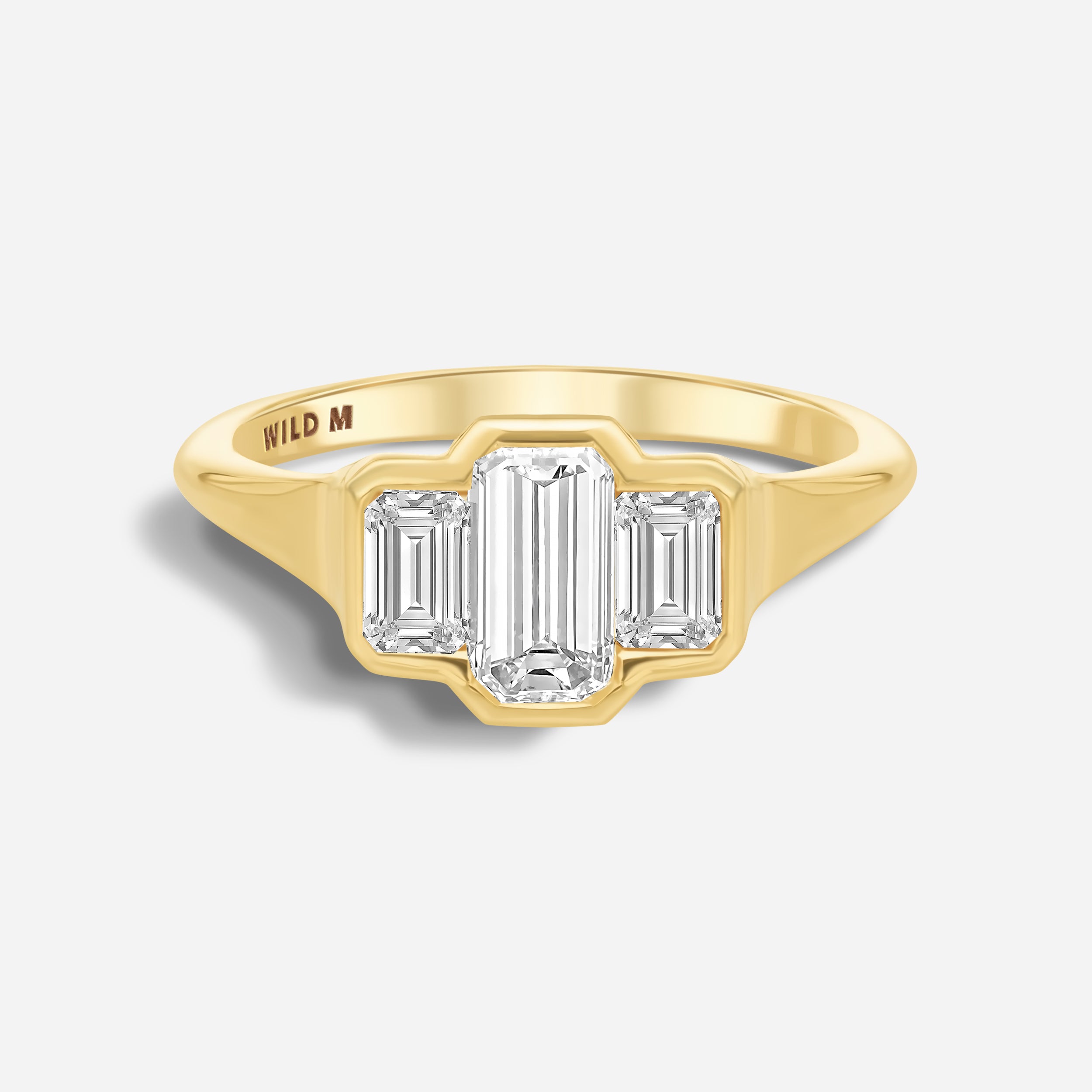 Three Stone Emerald Bezel | M