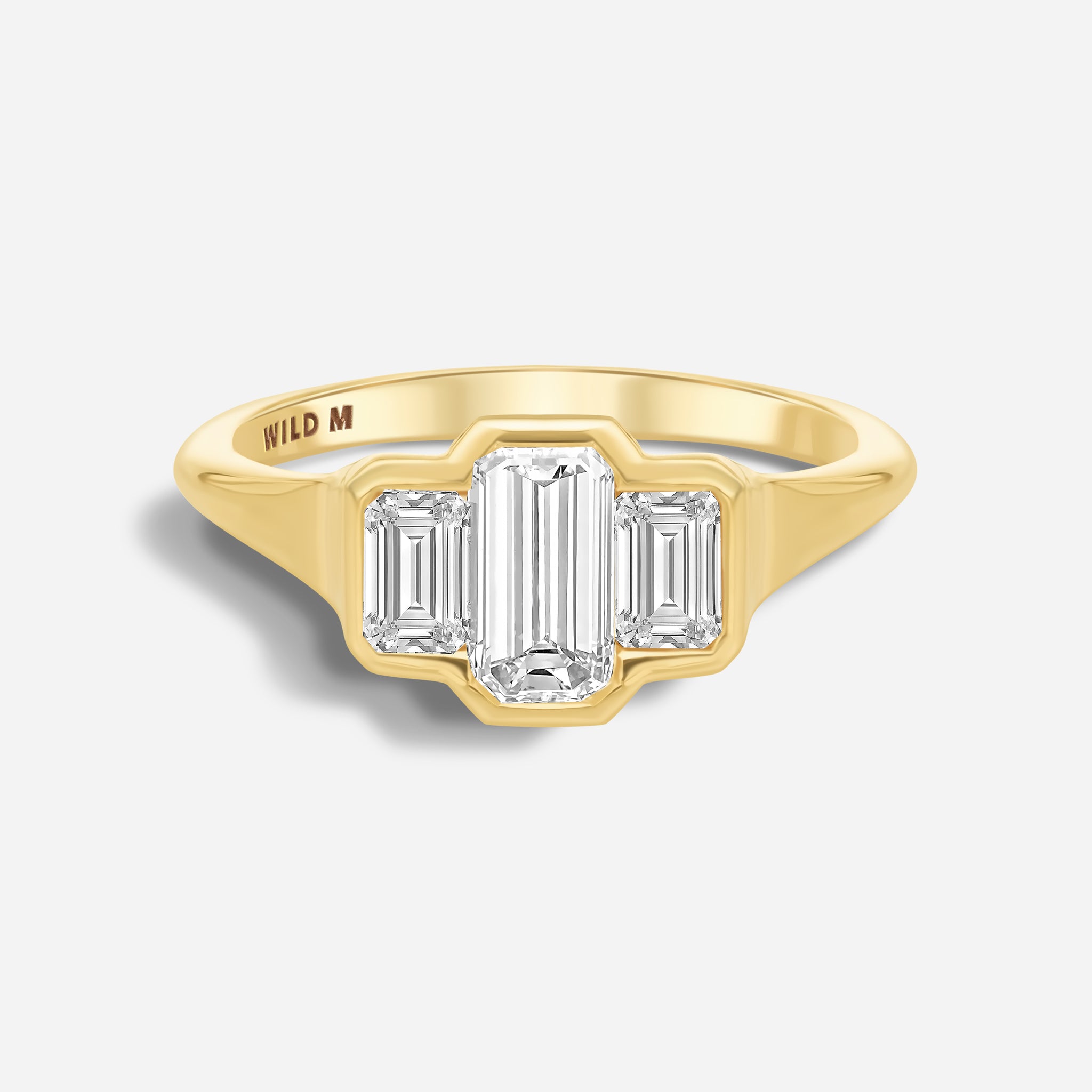 Three Stone Emerald Bezel | M