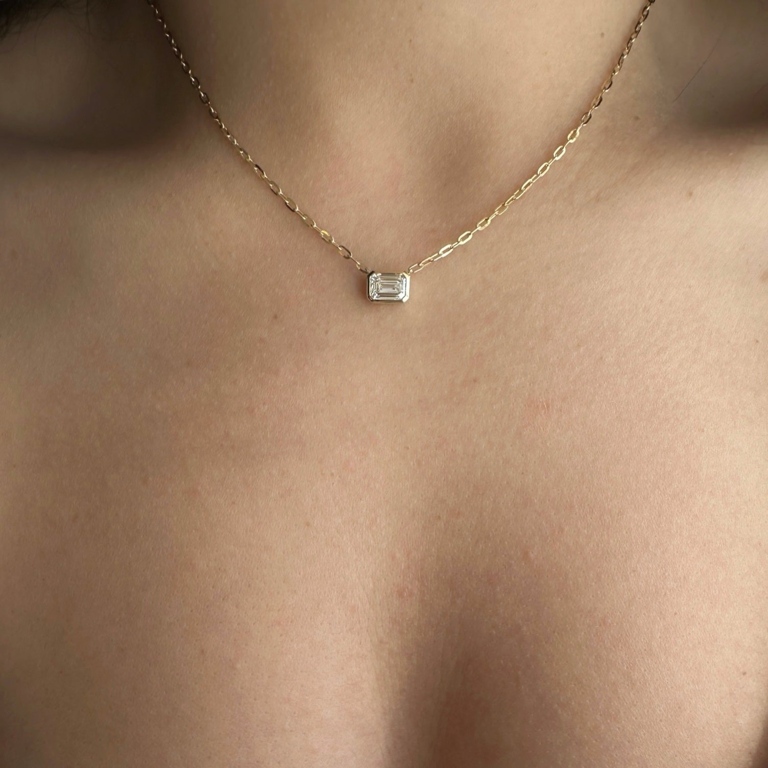 Emerald Bezel Necklace