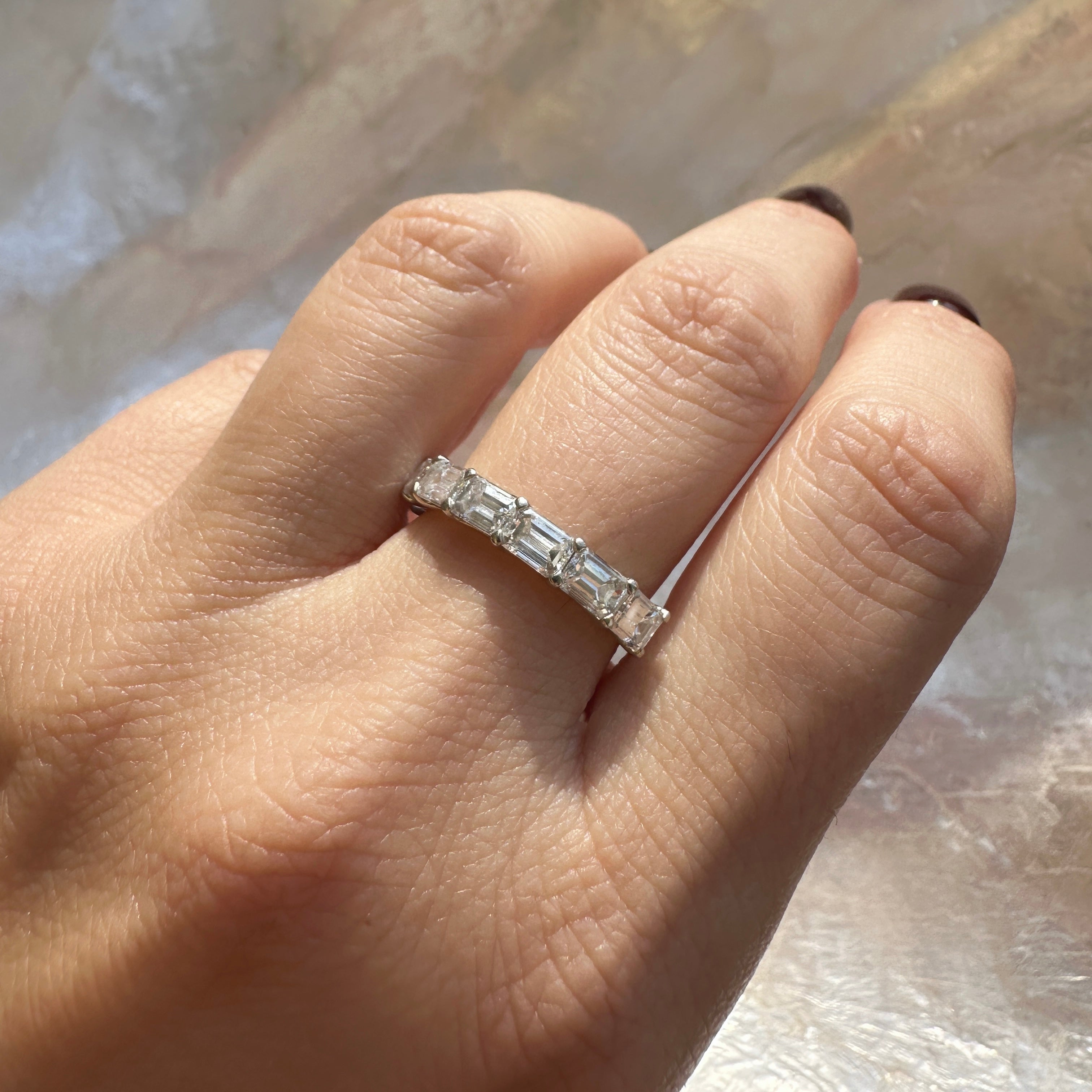 East-West Emerald Cut Band