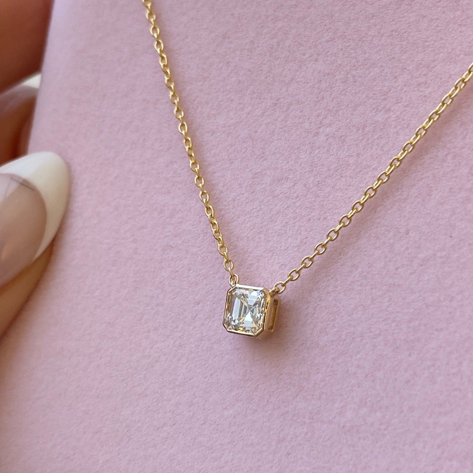 Asscher Cut Bezel Necklace