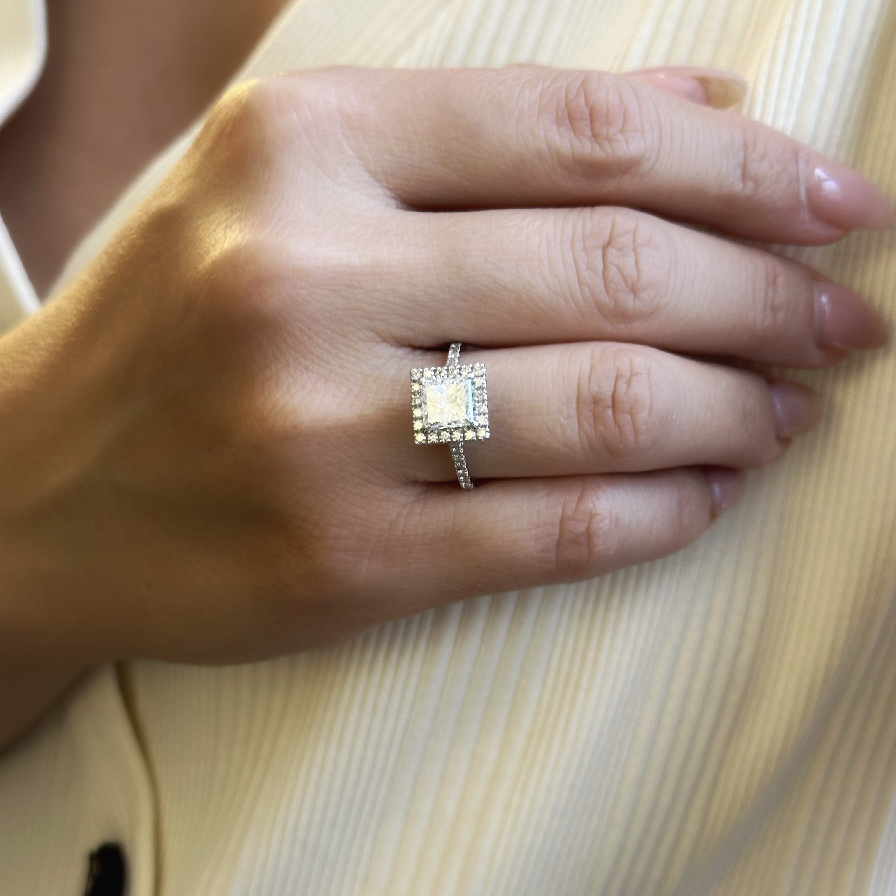 Princess Cut Pave & Halo Ring | 1.20 CT