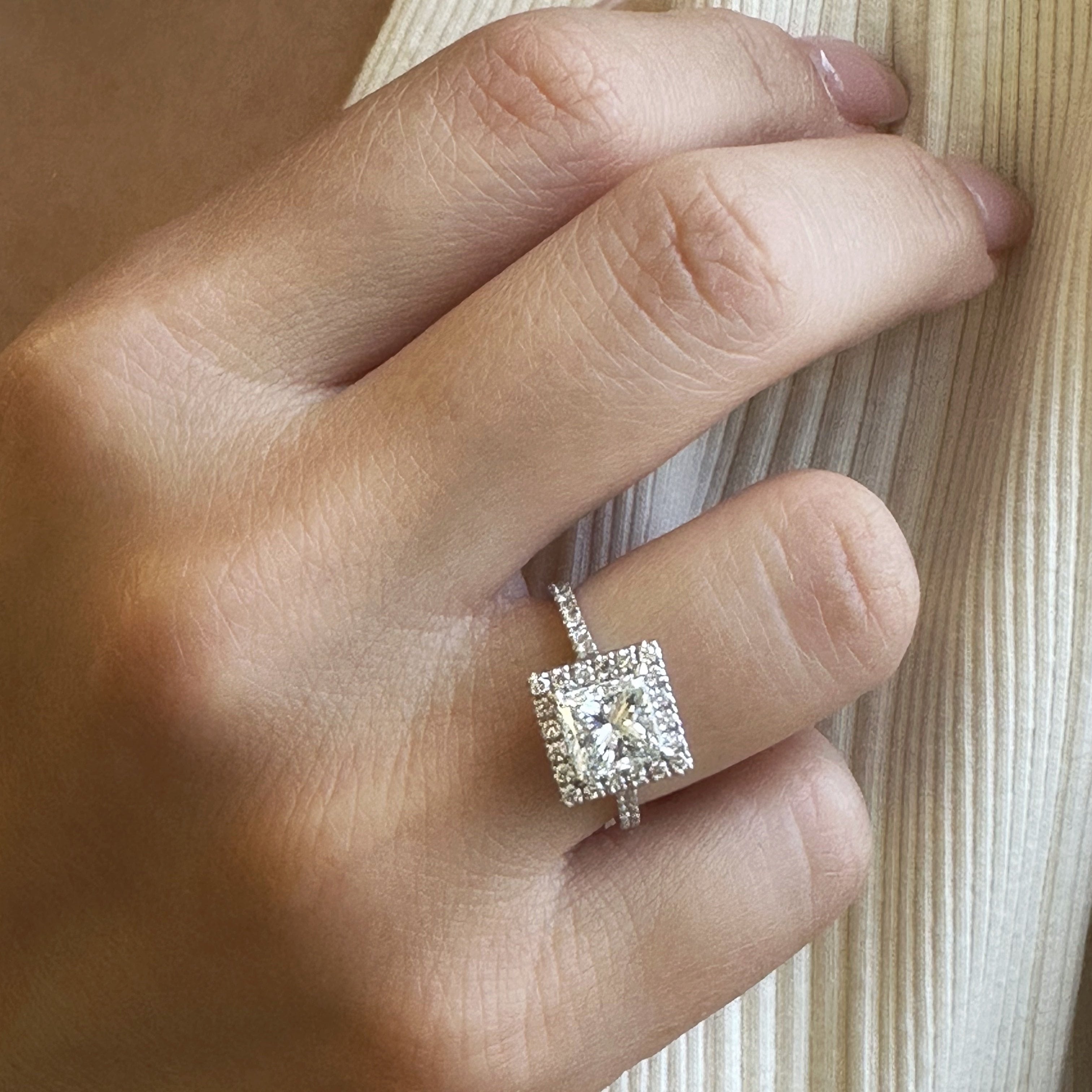 Princess Cut Pave & Halo Ring | 1.20 CT