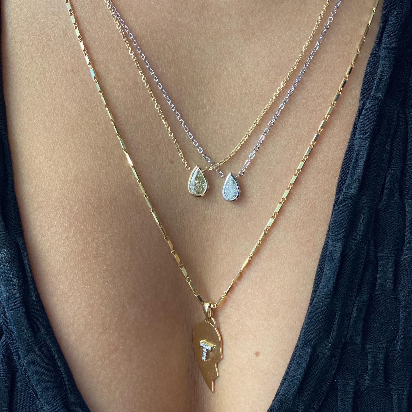 Pear Shape Bezel Necklace