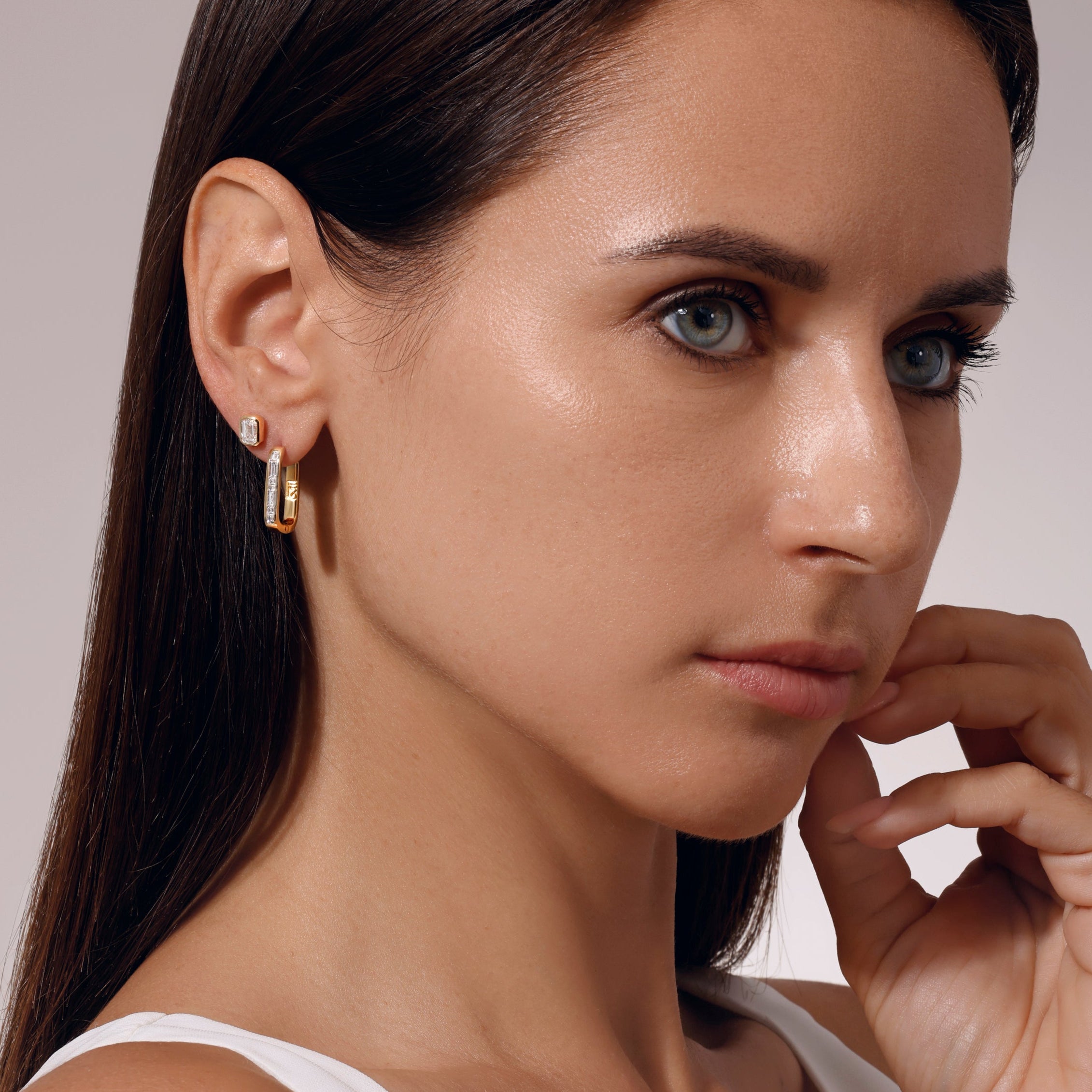 Emerald Bezel Studs